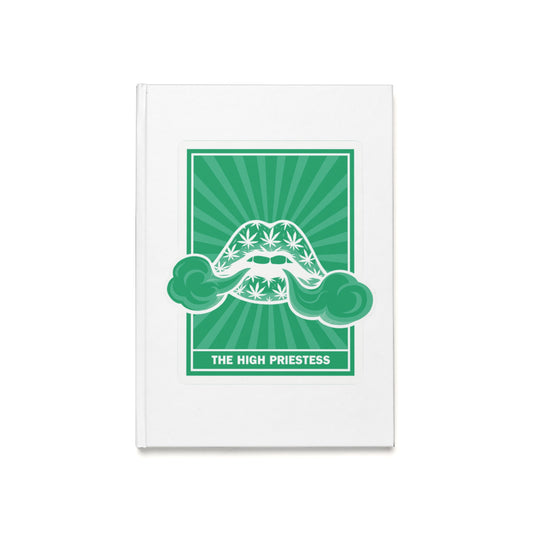 High Priestess Tarot Hardcover Journal - A5, Writing Notebook, Cannabis Lifestyle, Gifts for Her, Stoner Art, Greenery Design